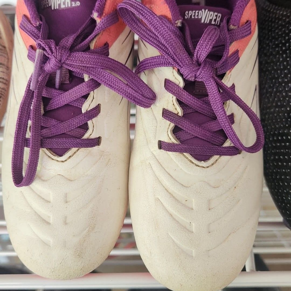 DSG Cream and Purple Sneakers with Classic Silhouette